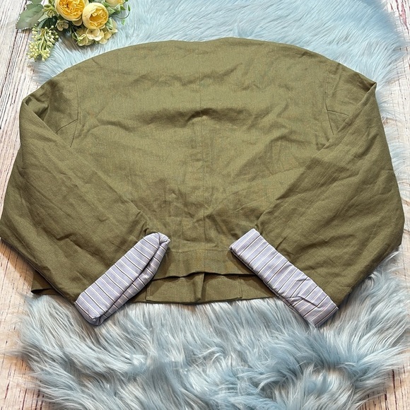 NWT Zara Cropped Linen Blend Jacket with Contrast Cuffs Sz S - Picture 9 of 9